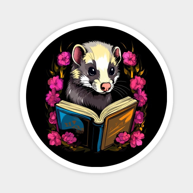 Ferret Reads Book Magnet by JH Mart